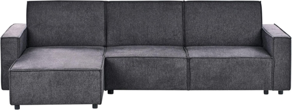 3-Sitzer Ecksofa Stoff graphitgrau rechtsseitig mit Schlaffunktion ROMEDAL II