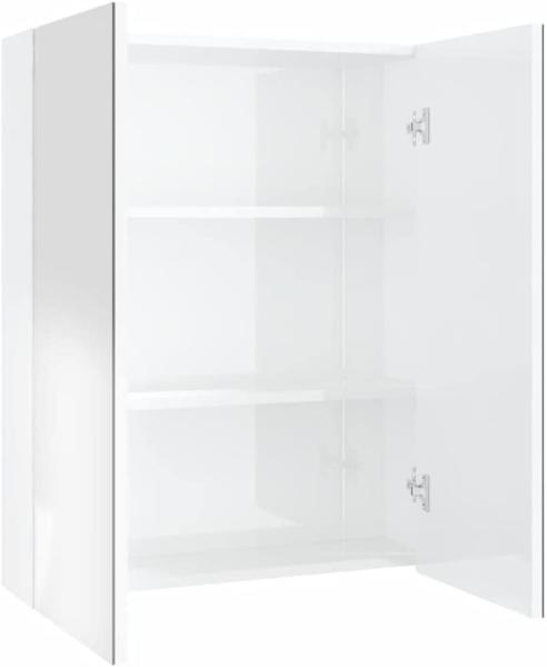 vidaXL Bad-Spiegelschrank 60x15x75 cm MDF Glänzendes Weiß 331525