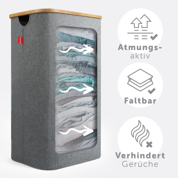 Blumtal Wäschekorb 1,2 oder 3 Fächer mit herausnehmbaren Wäschesäcken 100, 140 oder 150L, in drei Größen erhältlich Bild 4