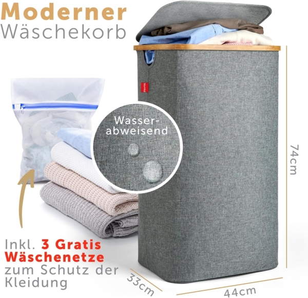 Blumtal Wäschekorb 1,2 oder 3 Fächer mit herausnehmbaren Wäschesäcken 100, 140 oder 150L, in drei Größen erhältlich Bild 2