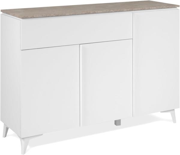 Sideboard Visby in weiß und sand 133 x 92 cm