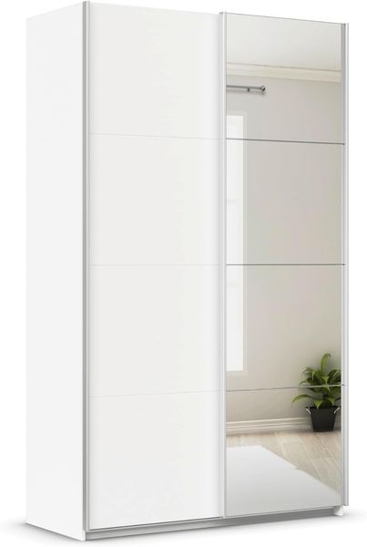 Rauch Schwebetürenschrank mit Spiegel Weiß Alpin 2-türig, BxHxT 136 x 230 x 62 cm