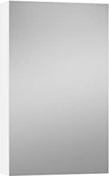 Baikal Camerino Schrank mit Spiegel, Mehrzweck-Badezimmerschrank, wahlweise mit oder ohne LED-Licht, einfache Montage, montierter Schrank, weißes Finish, 48 cm