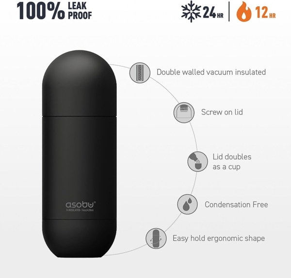 Asobu 'Orb' Trinkflaschen, Edelstahl, blau, 460 ml Bild 3