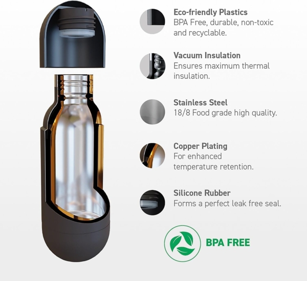 Asobu 'Orb' Trinkflaschen, Edelstahl, blau, 460 ml Bild 5