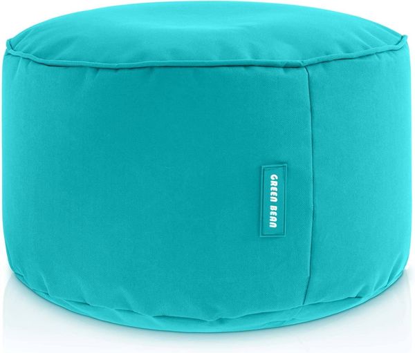 Green Bean© Sitzsack-Hocker 25x45 cm mit EPS-Perlen Füllung - Fußhocker Fußkissen Sitz-Pouf für Sitzsäcke - Bodenkissen für Kinder und Erwachsene - Fußablage Sitzkissen Sitzhocker Türkis