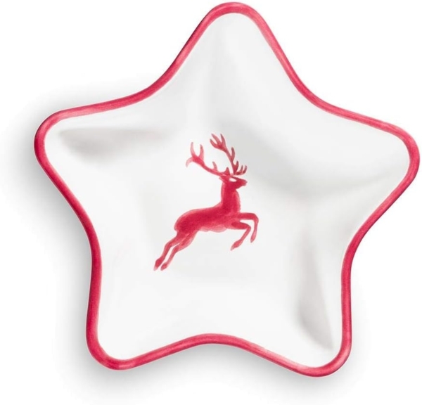 Gmundner Keramik Bordeauxr. Hirsch, Sternschale (L: 14cm) Bild 2