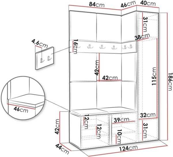 Garderoben-Set Monati IX, Graphit, Farbe: Manila 04 Bild 3