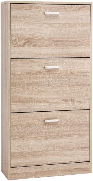 Vasagle Schuhschrank mit 3 Klappen Schuhregal mit 3 Ebenen 60 x 24 x 120 cm (L x B x H) Eichen-Optik von Songmics LBC03NL