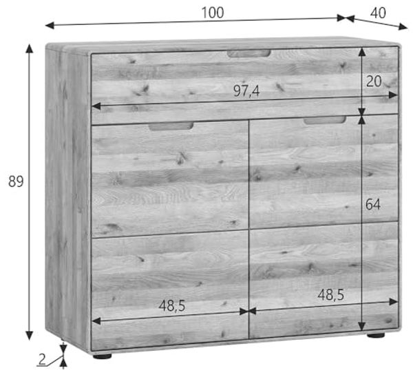 Lomadox Kommode KALAMANTA-69, Massivholz Sideboard Schrank Aufbewahrungsschrank modern in Eiche Bild 3