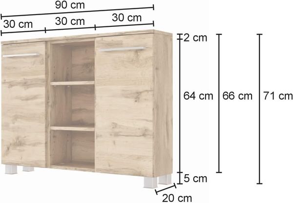 HELD MÖBEL Unterschrank Sideboard Livorno 90 cm Wotaneiche/matt weiß Bild 3