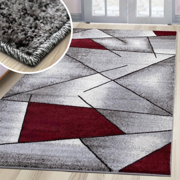 oKu-Tex Teppich Kurzflorteppich, modern, geometrisches Muster, Wohnzimmerteppich, rechteickig, Höhe: 11 mm, Teppich Wohnzimmer, Designteppich, meliert, weicher und dichter Flor Bild 3