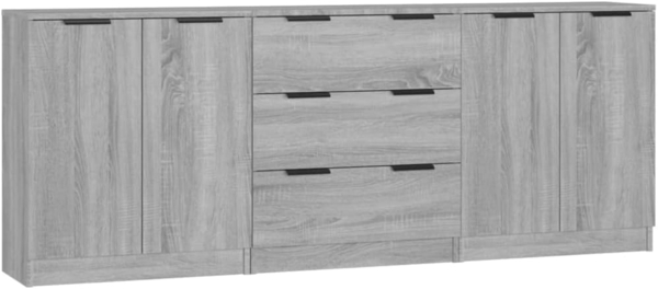 vidaXL 3-tlg. Sideboard Grau Sonoma Eiche-Optik Holzwerkstoff 3115786