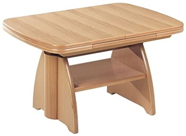 Funktionstisch Calogera höhenverstellbar und ausziehbar 90(130,5) x 65 x 56-75 Couchtisch massiv Eiche 16029