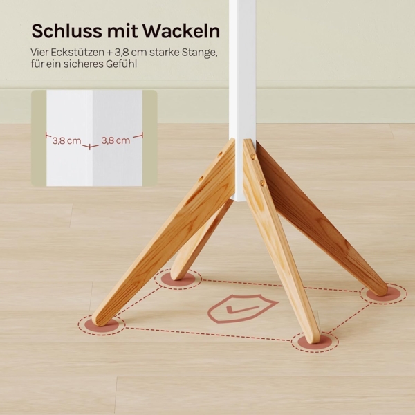Woltu Kleiderständer, (1 St), mit 8 Haken, 180cm Höhe, aus Massive Holz Bild 8