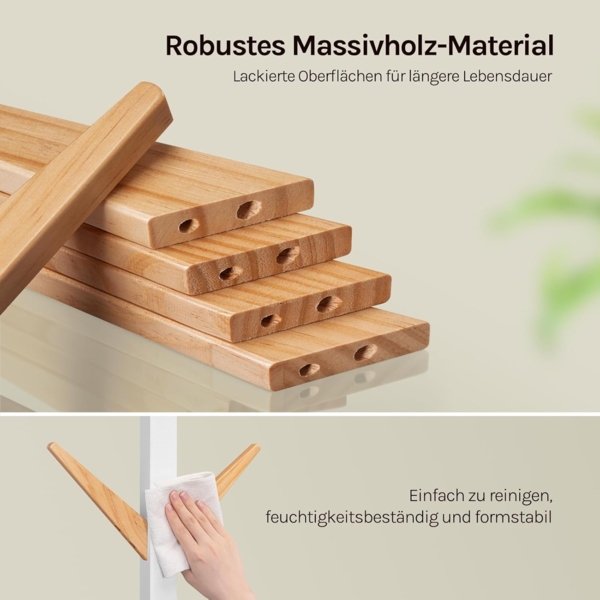 Woltu Kleiderständer, (1 St), mit 8 Haken, 180cm Höhe, aus Massive Holz Bild 7