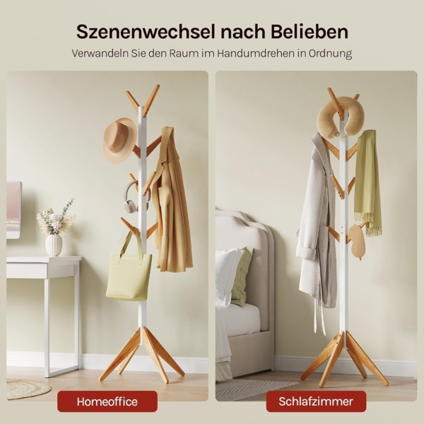 Woltu Kleiderständer, (1 St), mit 8 Haken, 180cm Höhe, aus Massive Holz Bild 6