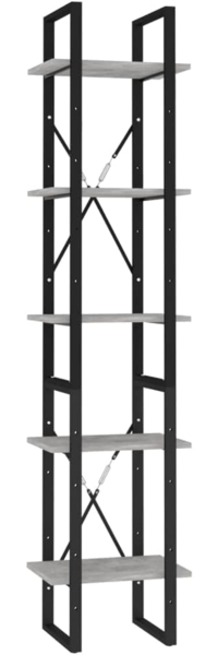 vidaXL Bücherregal 5 Fächer Betongrau 40x30x175 cm Holzwerkstoff 3081972