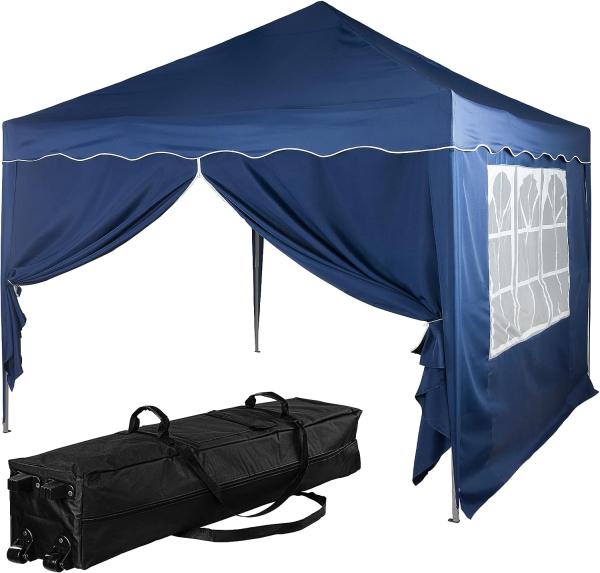 INSTENT® Pavillon "BASIC" 3x3,Trolley, Stahl, blau, 2 Seitenteile