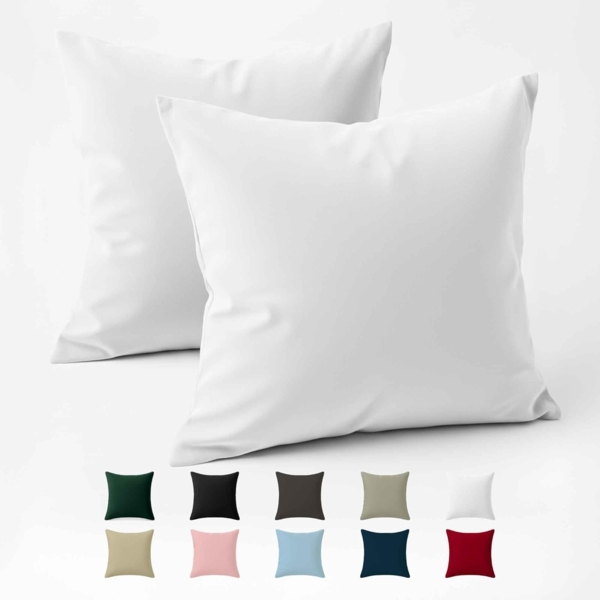 Kissenbezug 80x80 Baumwolle Renforcé (2er-Set) - Weiss - Dicht gewebt mit 57 Fäden/cm² - Kissenbezug 80x80 cm - Oeko Tex Zertifiziert - Dreamzie