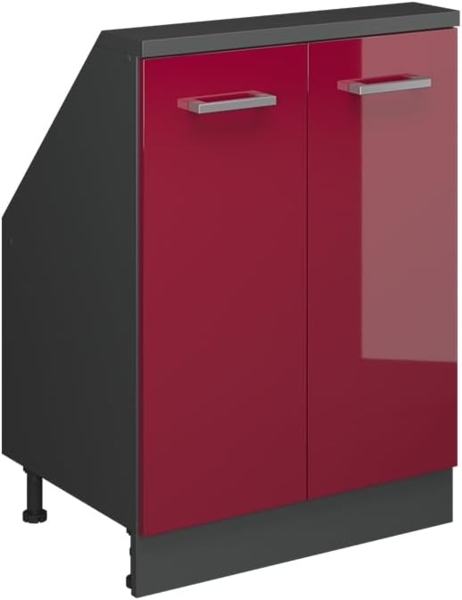 Küchenschrank für Dachschrägen R-Line Rot Hochglanz 60 cm mit 2 Türen Vicco