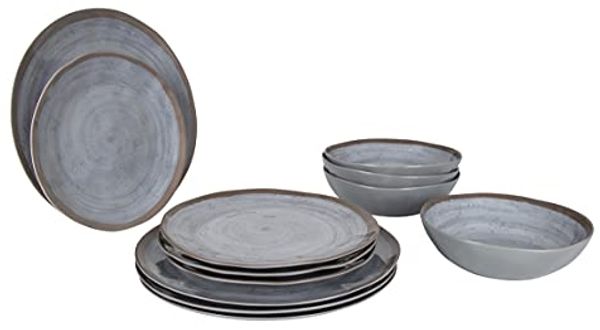 Melamin Geschirr Set 12-teilig braun grau