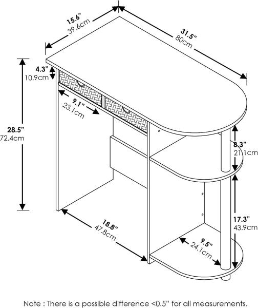 Furinno Go Green Laptop Notebook Computer Schreibtisch/Tisch, holz, Schwarz/grau, 39. 62x39. 62x72. 39 cm Bild 3