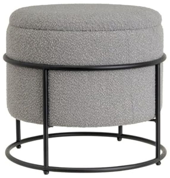 DRW Sitzsack Arcon aus Stoff, MDF und Metall in Hellgrau und Schwarz