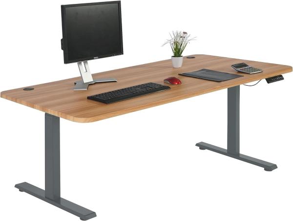 Schreibtisch HWC-D40, Computertisch, elektrisch höhenverstellbar 160x80cm 53kg MVG ~ Eiche-Dekor, anthrazit-grau