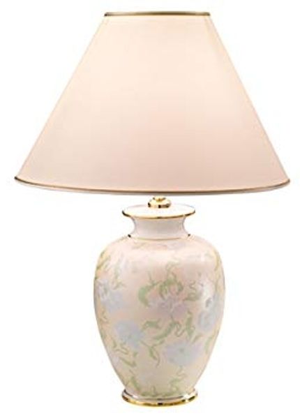 Austrolux KO0014. 73. 4 Tischleuchte GIARDINO Keramik floral Dekor/multicolor, Gold 24 Karat glänzend, Stoff E27 100W H:43cm Ø30cm 1-flammig