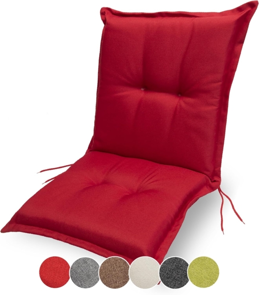 sunnypillow Stuhlkissen 1 Stück Gartenstuhlauflage Niedriglehner 100 x 50 x 9 cm, Indoor / Outdoor Stuhlauflage Stuhlkissen, Rot