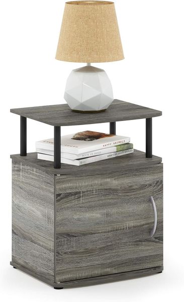 Furinno JAYA Utility Design Beistelltisch, Nachttisch, französische Eiche/Schwarz, 48 (B) x 61. 2 (H) x 39. 4 (T) cm