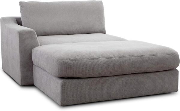 CAVADORE Sofa-Modul "Fiona" Longchair mit Armteil links / XXL-Recamiere passend zur Couchgarnitur Fiona / 139 x 90 x 199/Webstoff hellgrau Bild 3