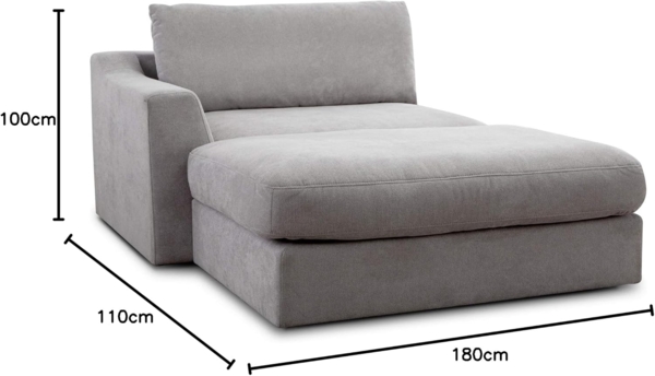 CAVADORE Sofa-Modul "Fiona" Longchair mit Armteil links / XXL-Recamiere passend zur Couchgarnitur Fiona / 139 x 90 x 199/Webstoff hellgrau Bild 8