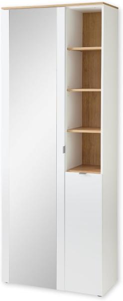 BARI Garderobenschrank mit Spiegel in Weiß, Artisan Eiche Optik FSC-zertifiziert - Moderner Flurgarderoben Schrank mit viel Stauraum - 78 x 202 x 38 cm (B/H/T)