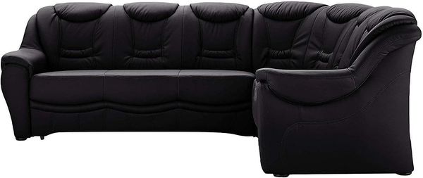 Cavadore Ecksofa Bensil mit Federkern / Polsterecke mit Bettfunktion / 265 x 94 x 215 / Lederoptik Schwarz