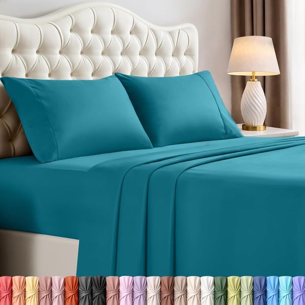 Utopia Bedding Bettwäsche-Set für King-Size-Bett, 4-teilig, gebürstete Mikrofaser, schrumpft und lichtbeständig, pflegeleicht (King-Size-Bett, Denimblau)