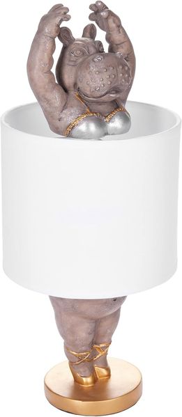 BRUBAKER Nachttischlampe Tischleuchte Nilpferd Ballerina, ohne Leuchtmittel, Motiv Lampe mit Keramikfuß, Höhe 43 cm