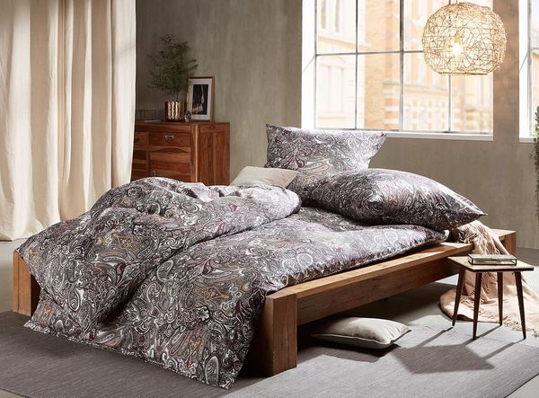 Mako Satin Paisley Kissenbezug orientalisch beere grau 40x80