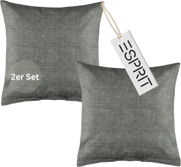 Esprit Bettwäsche HARP Renforcé Kissenbezüge und Bettwäsche, Baumwolle, 2 teilig, 40 x 40 cm 2er Pack in Anthrazit