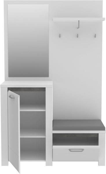 Forte Möbel Kompaktgarderobe, Holzwerkstoff, Betonoptik dunkelgrau/weiß mit MDF weiß Hochglanz, B x H x T: 124,8 x 200 x 41,9 cm Bild 5