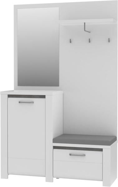 Forte Möbel Kompaktgarderobe, Holzwerkstoff, Betonoptik dunkelgrau/weiß mit MDF weiß Hochglanz, B x H x T: 124,8 x 200 x 41,9 cm Bild 9