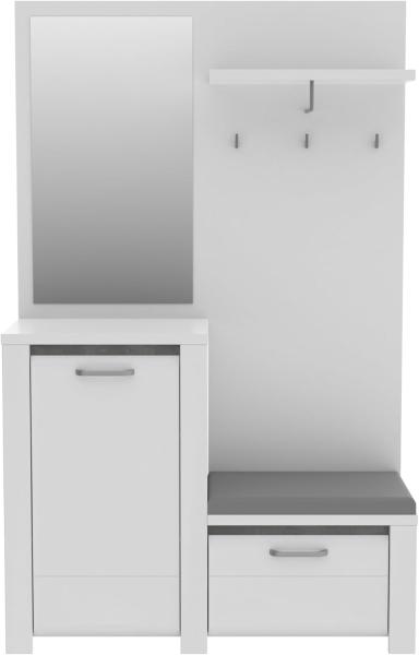 Forte Möbel Kompaktgarderobe, Holzwerkstoff, Betonoptik dunkelgrau/weiß mit MDF weiß Hochglanz, B x H x T: 124,8 x 200 x 41,9 cm Bild 2