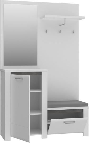 Forte Möbel Kompaktgarderobe, Holzwerkstoff, Betonoptik dunkelgrau/weiß mit MDF weiß Hochglanz, B x H x T: 124,8 x 200 x 41,9 cm Bild 6