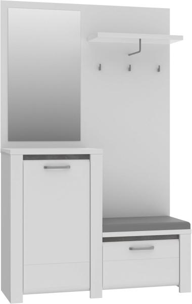 Forte Möbel Kompaktgarderobe, Holzwerkstoff, Betonoptik dunkelgrau/weiß mit MDF weiß Hochglanz, B x H x T: 124,8 x 200 x 41,9 cm Bild 3