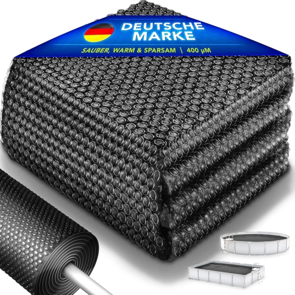 tillvex® Premium Pool Solarabdeckplane 400 µm Rechteckig 600x400 cm | Solarfolie Wärmeplane zuschneidbar | Solarplane Solarabdeckung | Poolheizung Poolsolarplane für Wassererwärmung