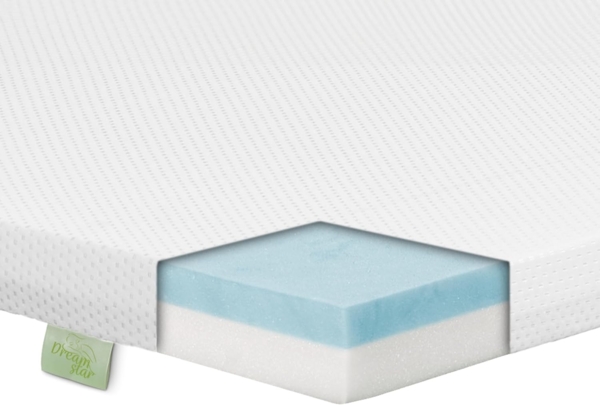 Dreamstar, Topper Duo Matratzentopper, H2/H3, mit Gel-Memory und Komfortschicht, 7 cm hoch, rutschfest, Bezug waschbar - für Matratzen und Boxspringbetten