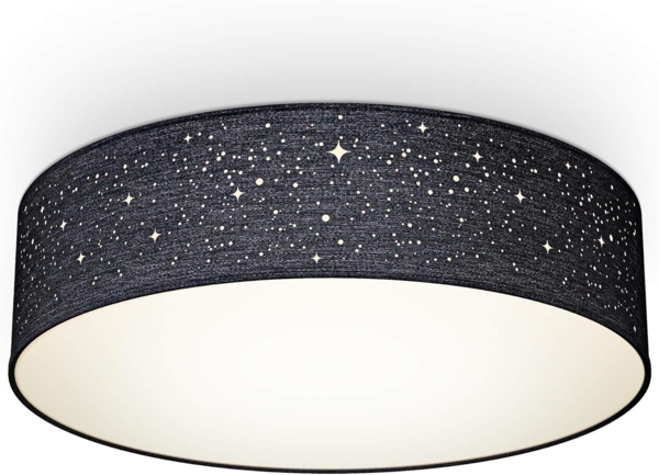 Deckenlampe Sternen-Licht Stoffleuchte Textil Kinderzimmer Schlafzimmer schwarz