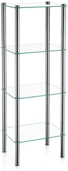 Kela 18051, Regal, 4 Etagen, Metall/ Sicherheitsglas, 40 x 30 x 106 cm, Lars, Verchromt