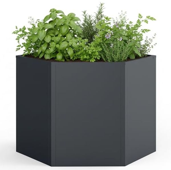 osoltus Sechseck Hochbeet Pflanzbeet Metall verzinkt 99 x 99 x 77 cm Anthrazit